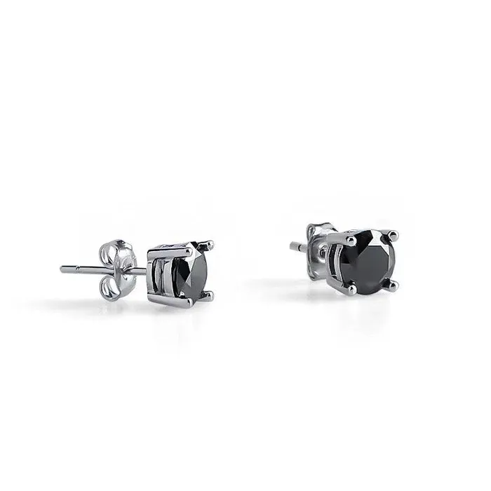 Earrings BLACK PROUD S925 Black Moissanite Earring Studs in White Gold 20 Carat Bling Proud