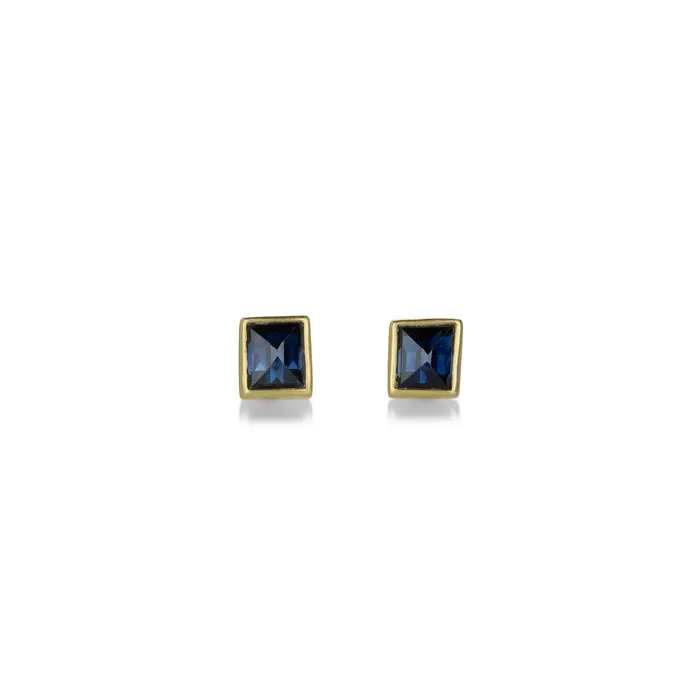 Earrings Lola Brooks Rectangular Blue Sapphire Stud Earrings