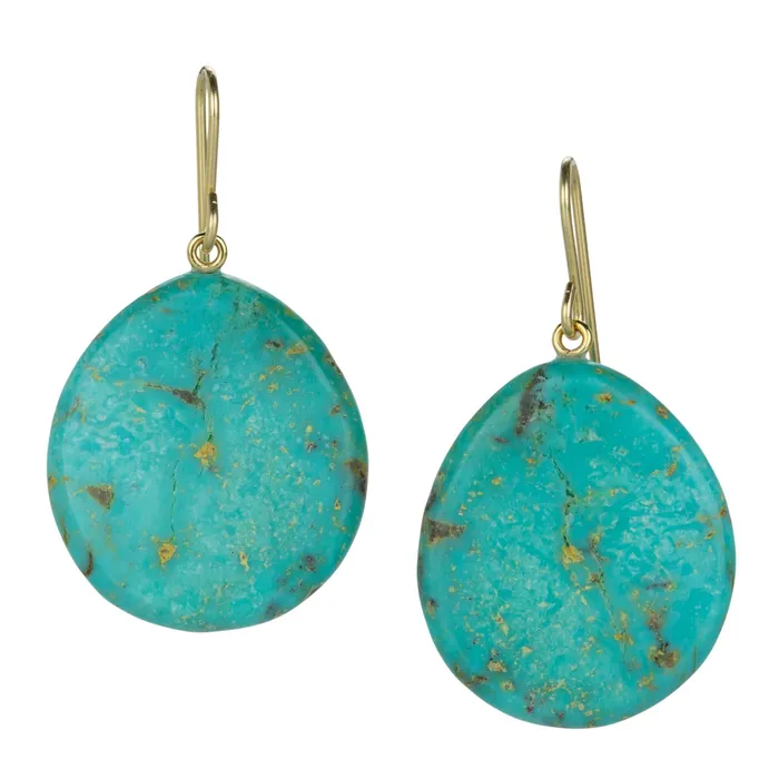 Earrings Maria Beaulieu 18k Mexican Turquoise Slab Earrings