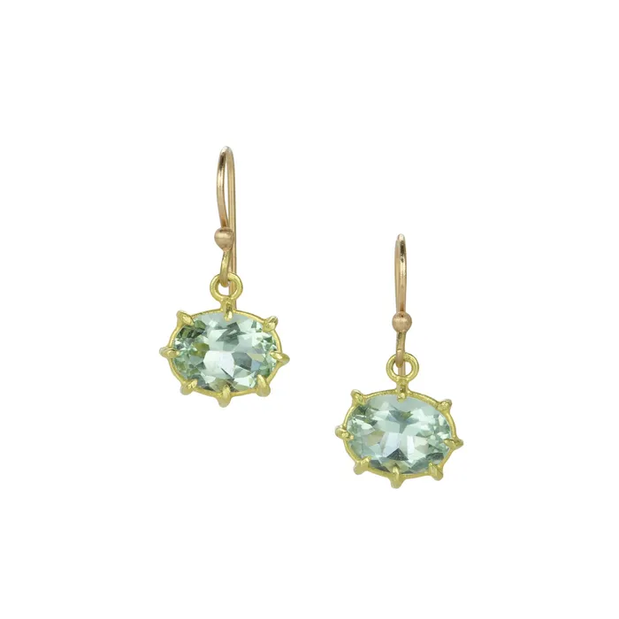 Earrings Rosanne Pugliese Small Green Amethyst Oval Drop Earrings