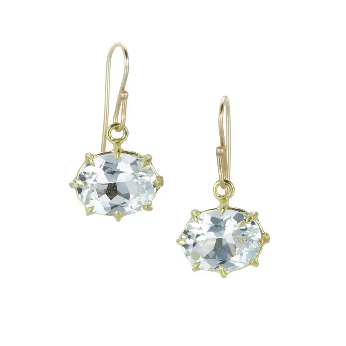 Earrings Rosanne Pugliese Small Oval White Topaz Drop Earrings