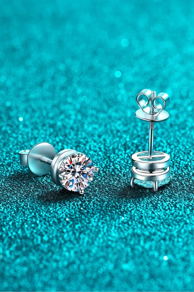 Earrings Trendsi 2 Carat Moissanite RhodiumPlated Stud Earrings