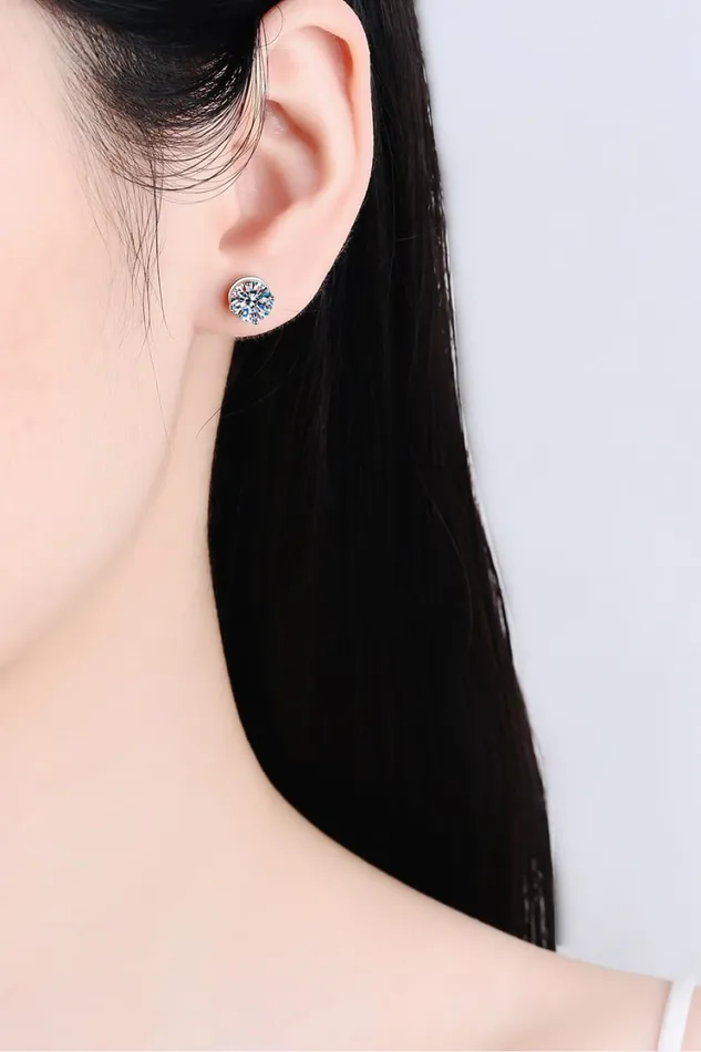 Earrings Trendsi 2 Carat Moissanite RhodiumPlated Stud Earrings