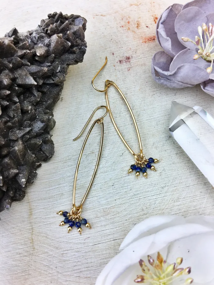 Enclave Gems Co Earrings Ophelias Contemporary Style Earrings Lapis Lazuli Gemstone 14k Gold Filled