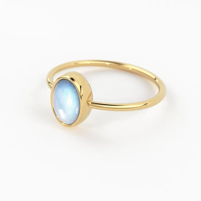 Jalvi Co Rainbow Moonstone Ring Moonstone Engagement Ring 14k Gold Oval Natural Blue Moonstone Bezel Ring June Birthstone Promise Ring Rings