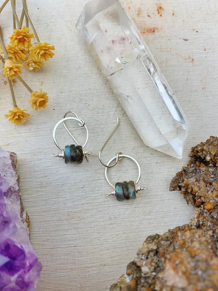 Kiki Earrings Faceted Disk Stack Sterling Silver Enclave Gems Co Earrings