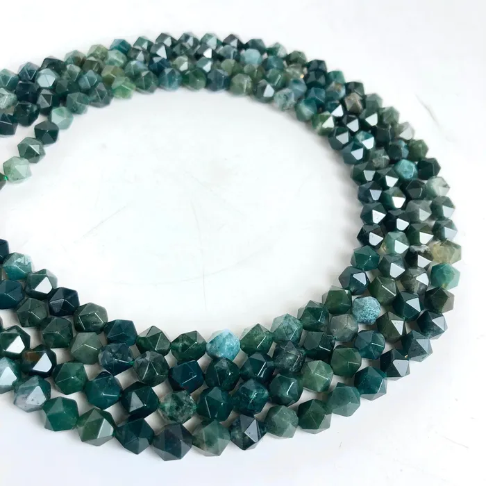 Moss Agate StarCut Yonyang Handicraft Earrings