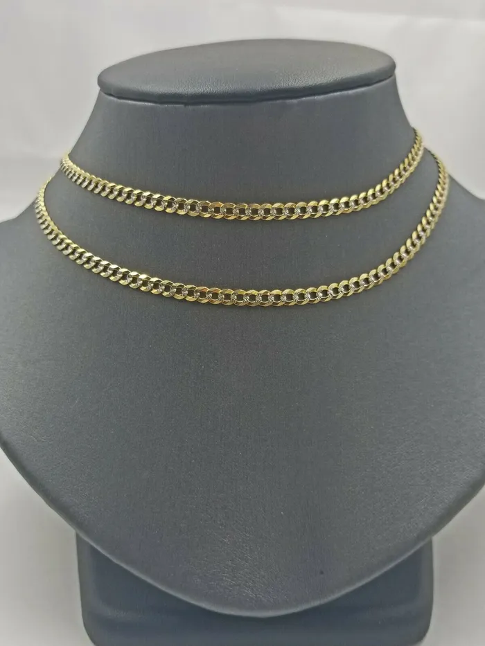Necklaces Gold and Diamond Chain 14k Solid Gold Cuban Link Necklace 4mm Diamond Cut Men Women Real 1826