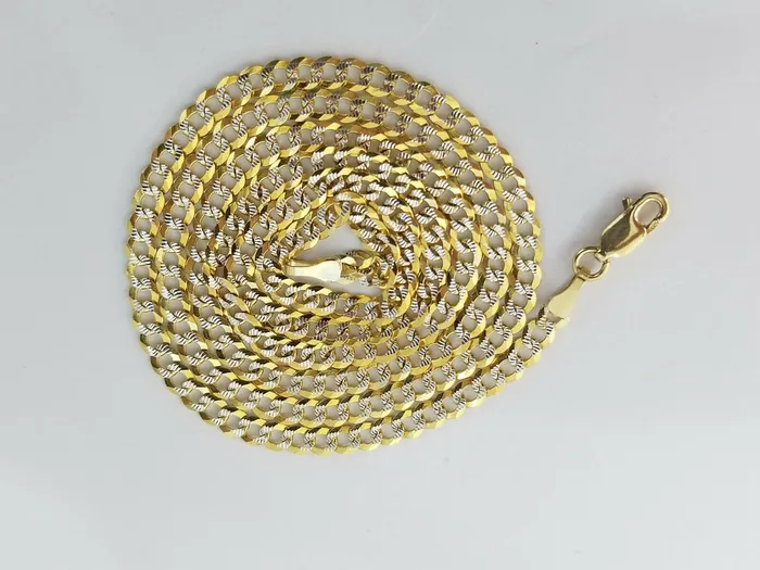 Necklaces Gold and Diamond Chain 14k Solid Gold Cuban Link Necklace 4mm Diamond Cut Men Women Real 1826