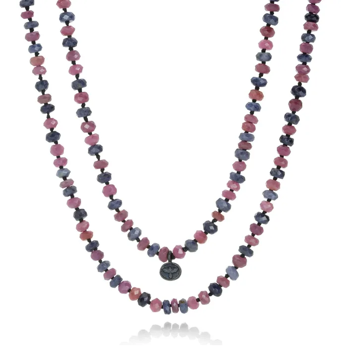 Pink and Blue Sapphire Rondelle Necklace Joseph Brooks Necklaces