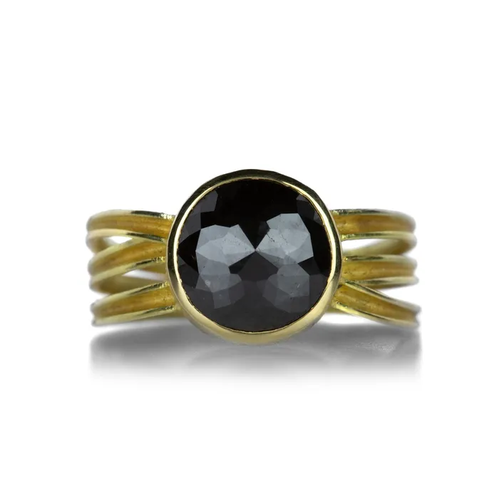 Rings Barbara Heinrich Round Rose Cut Black Diamond Wrapped Ring