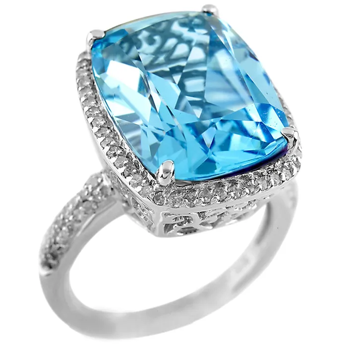 Blue Topaz and Diamond Ring Elisa Ilana Rings