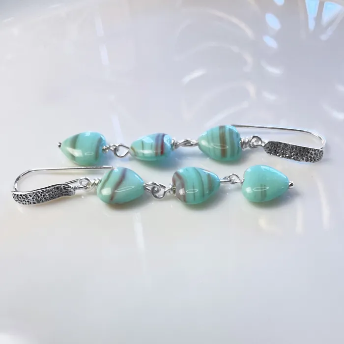 Czech Glass Heart Earrings Elisa Ilana Earrings