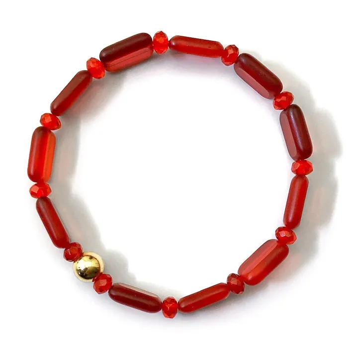 Elisa Ilana Bracelets Sunset Red Beaded Stretch Bracelet
