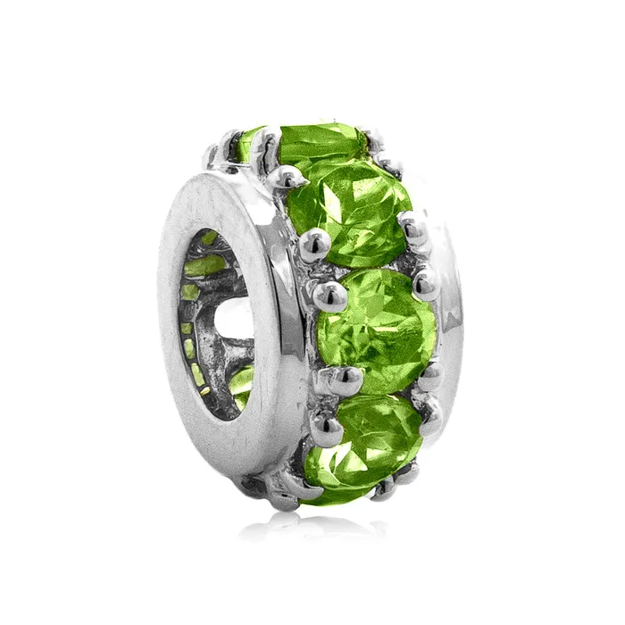 Elisa Ilana Charm Necklaces 14K White Gold Peridot Wheel Charm