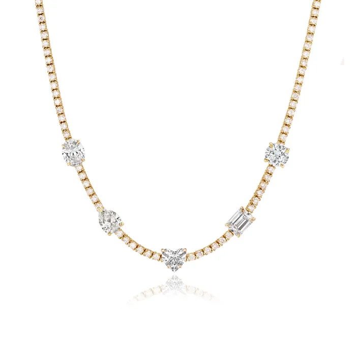 Five Shape Diamond Tennis Necklace Alev Jewelry Necklaces