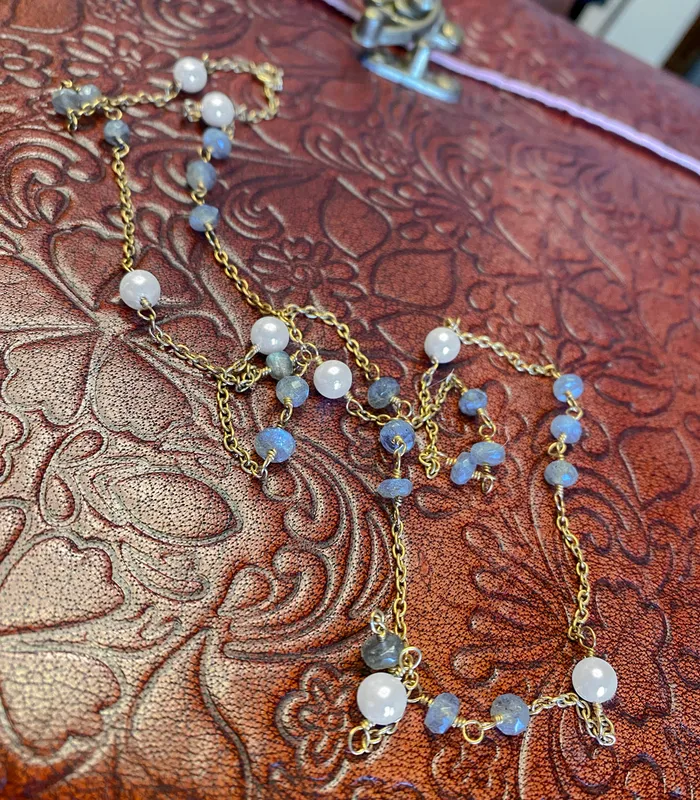Necklaces Elisa Ilana Labradorite Pearl Necklace