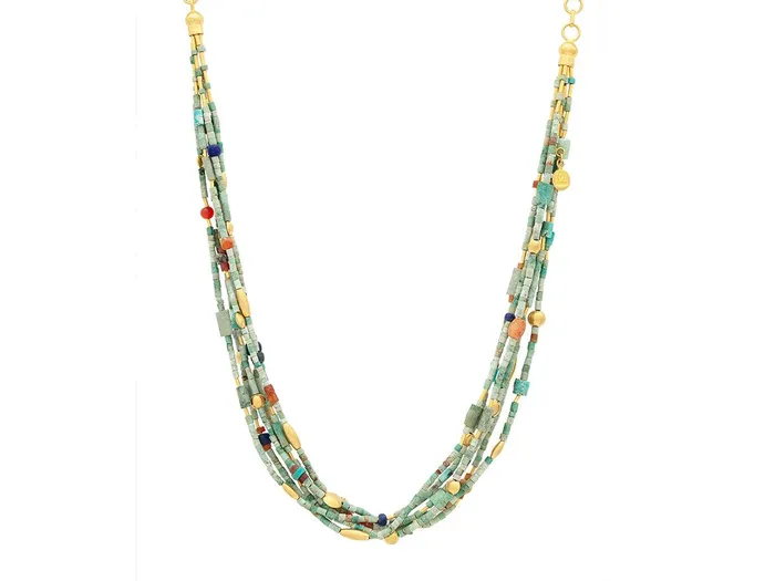 Necklaces GURHAN Phoenician Gold Mixed Stone Beaded Short Necklace 6Strand GG GOLD CLS Necklaces GURHAN Phoenician Gold Mixed Stone Beaded Short Necklace 6Strand GG GOLD CLS