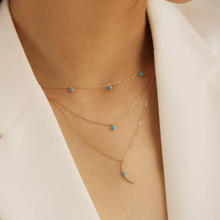 NORA Turquoise White Sapphire Crescent Moon Necklace Aurelie Gi Necklaces NORA Turquoise White Sapphire Crescent Moon Necklace Aurelie Gi Necklaces