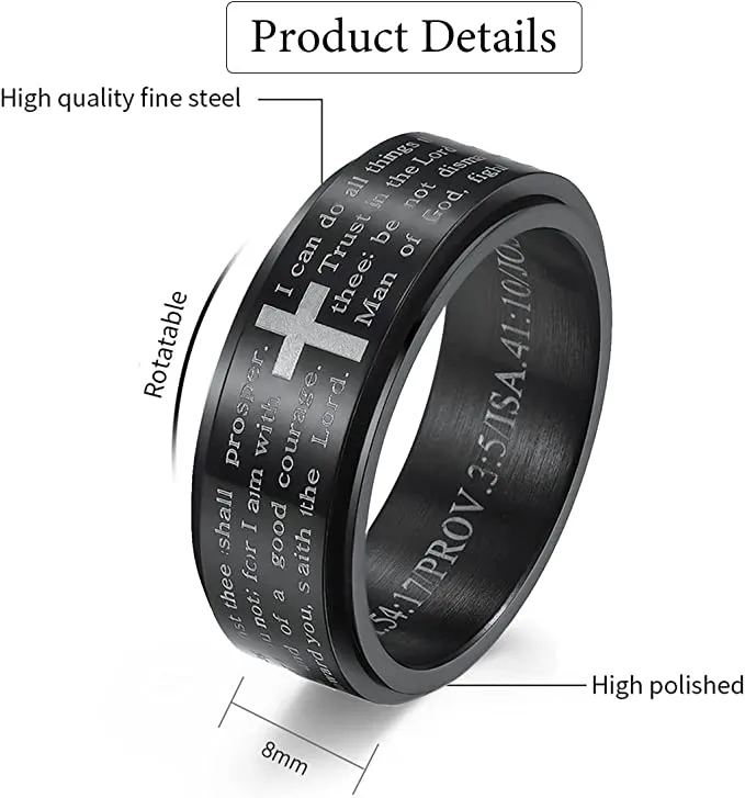 Rings sparklingselections Womens Stainless Steel Bible Lords Prayer Cross Ring