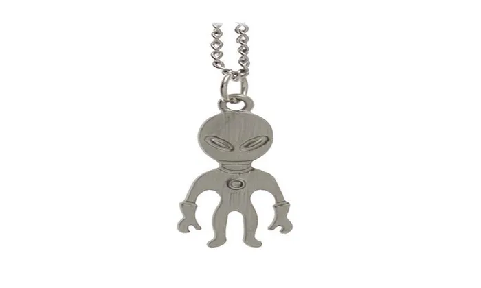 sparklingselections Silver Tone Cute Aliens Pendant Short Necklace Necklaces sparklingselections Silver Tone Cute Aliens Pendant Short Necklace Necklaces
