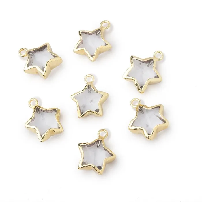Beadsofcambaycom Necklaces 1012mm Gold Leafed Crystal Quartz Faceted Star Focal Pendant 1 piece Beadsofcambaycom Necklaces 1012mm Gold Leafed Crystal Quartz Faceted Star Focal Pendant 1 piece