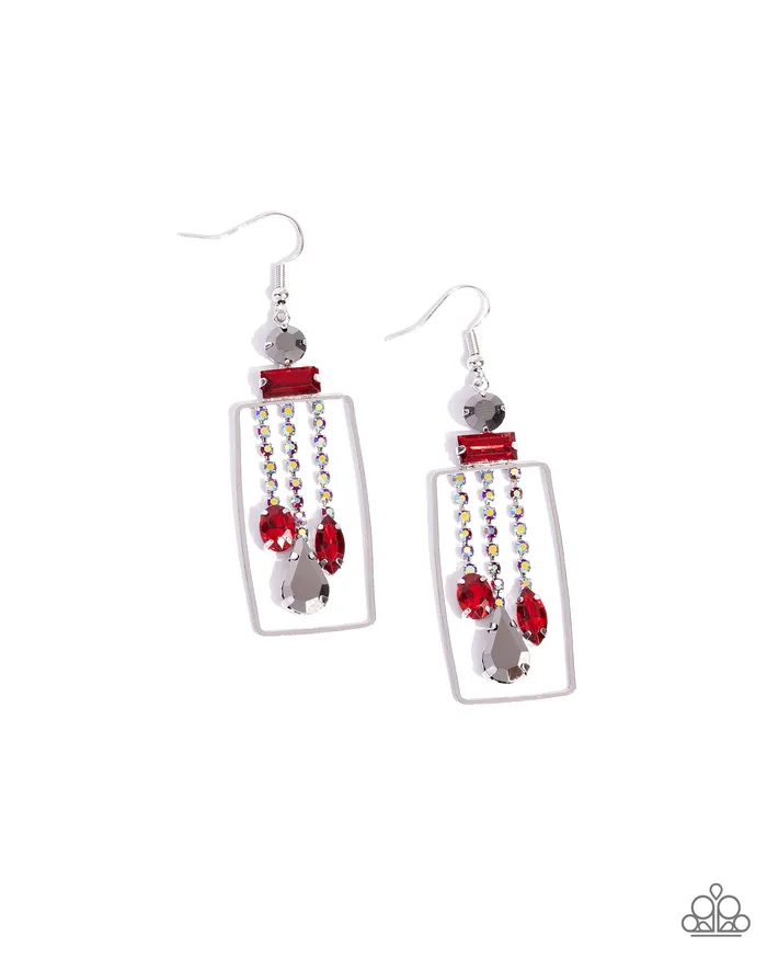 Framed Feature Red Earrings Jewelry by Bretta Paparazzi Accessories Earrings