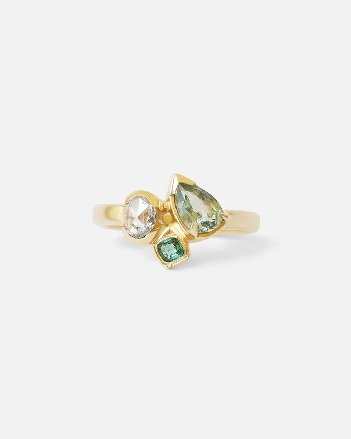 Kestrel Dillon Rings Paraiba and Diamond Droplet Ring