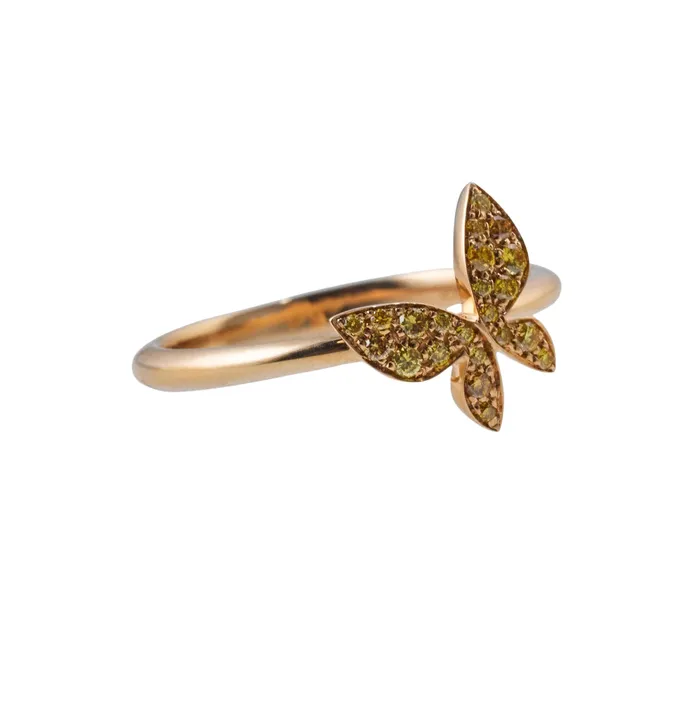 Mimi Milano Rings Mimi Milano Farfalla Yellow Diamond Gold Butterfly Ring