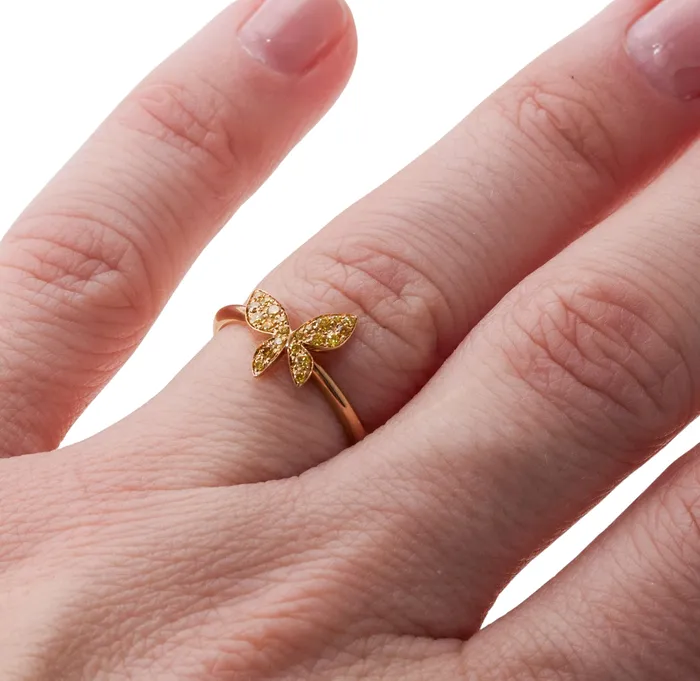 Mimi Milano Rings Mimi Milano Farfalla Yellow Diamond Gold Butterfly Ring