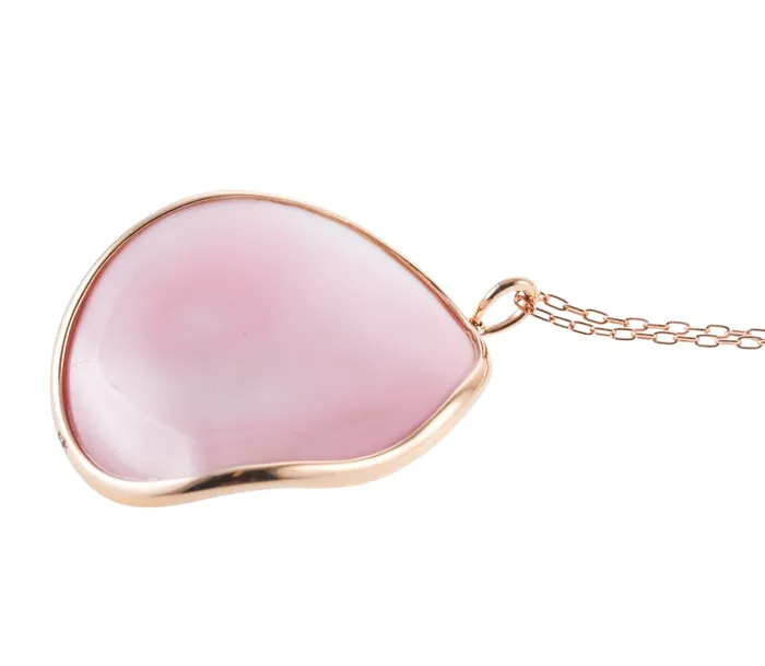 Necklaces Mimi Milano Mimi Milano Pink Mother of Pearl Gold Aurora Pendant Necklace
