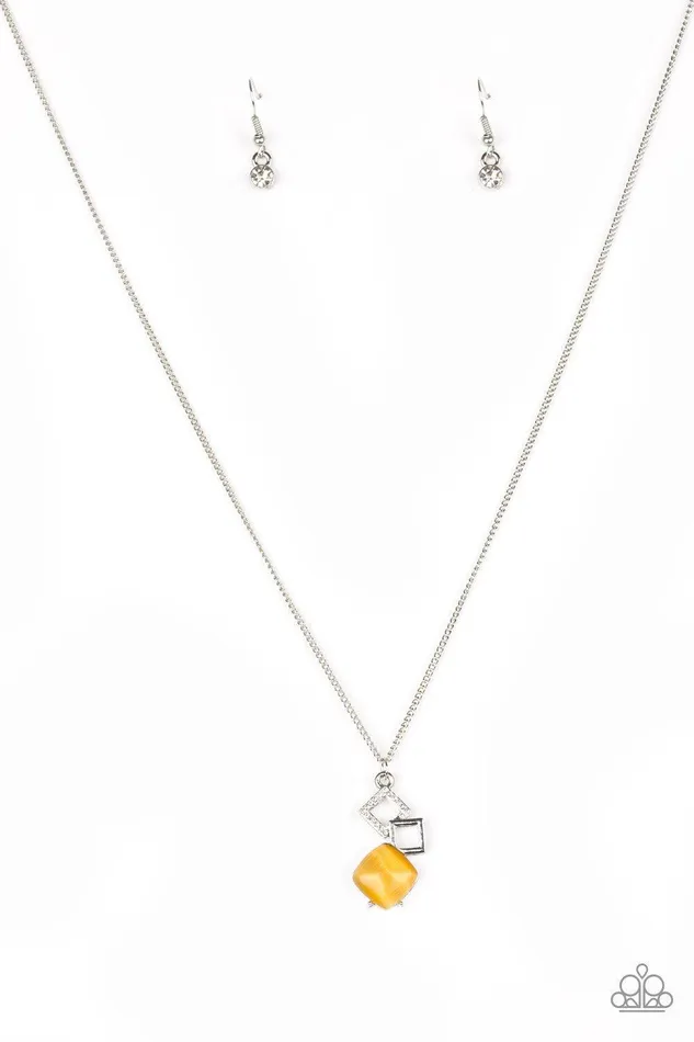Necklaces Stylishly Square Yellow Necklace Jewelry by Bretta Paparazzi Accessories