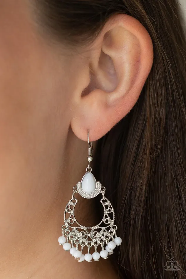Paparazzi Accessories Earrings Colorful Colada White Earrings Jewelry by Bretta