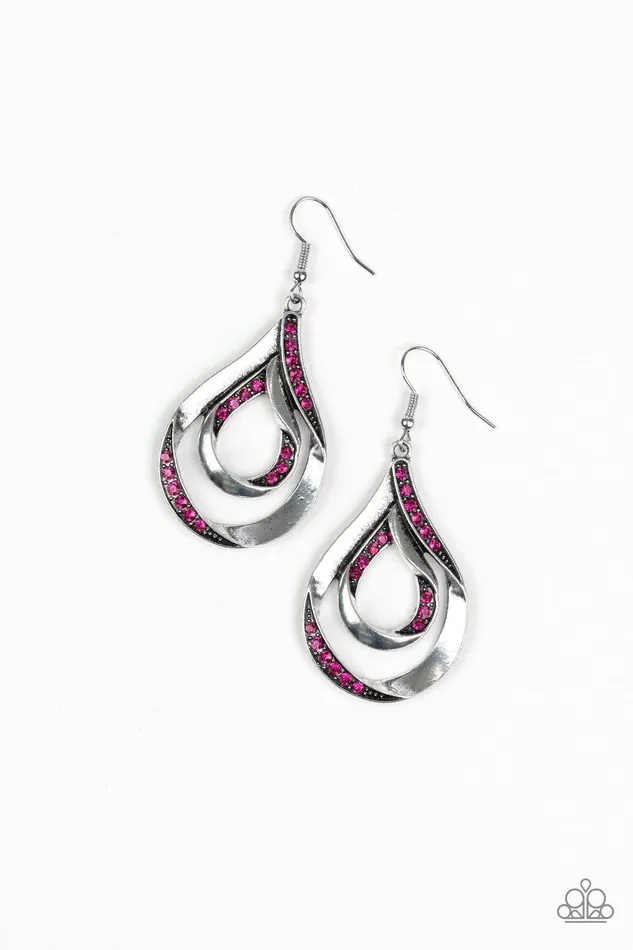 Paparazzi Accessories Earrings Flavor Of The Fleek Pink Teardrop Earrings Jewelry by Bretta