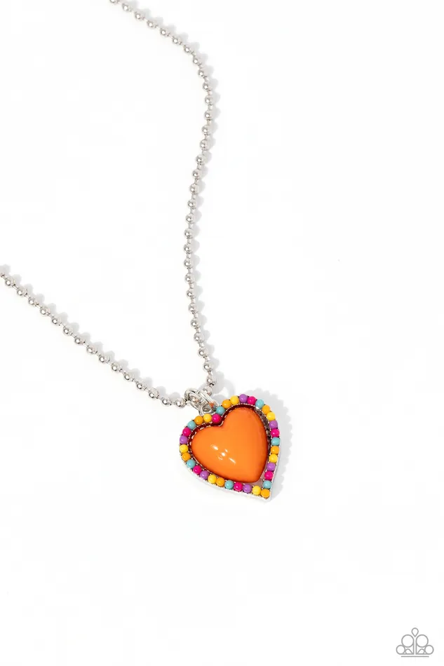 Paparazzi Accessories Necklaces Romantic Ragtime Orange Heart Necklace Jewelry by Bretta