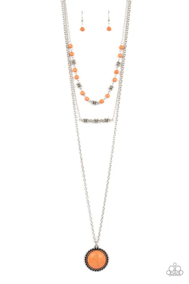 Paparazzi Accessories Sahara Symphony Orange Necklace Jewelry by Bretta Necklaces