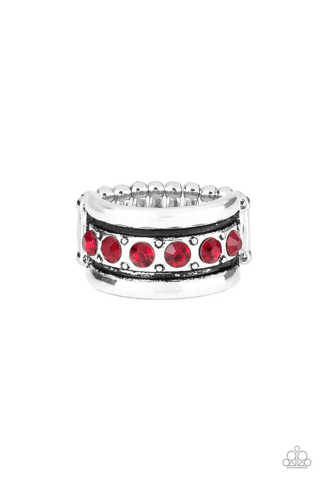 Rings Dauntless Shine Red Ring Jewelry by Bretta Paparazzi Accessories