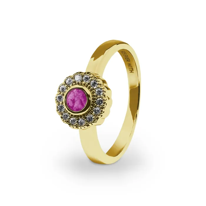 Rings EverWith EverWith Ladies Petals Memorial Ashes Ring with Fine Crystals