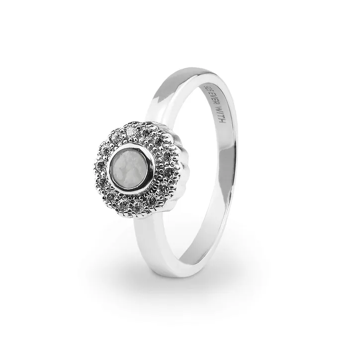 Rings EverWith EverWith Ladies Petals Memorial Ashes Ring with Fine Crystals
