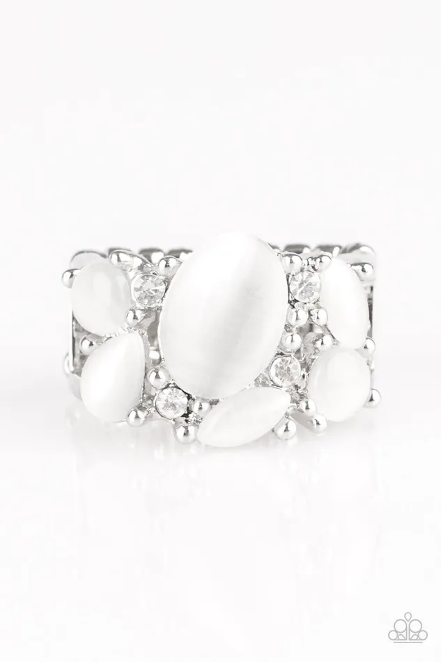 Rings Modern Moonwalk White Ring Jewelry by Bretta Paparazzi Accessories